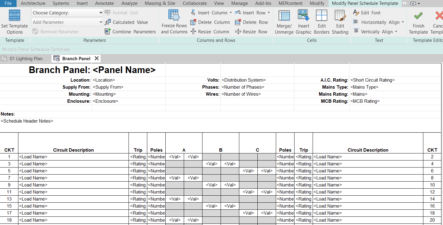 panel-schedule-template