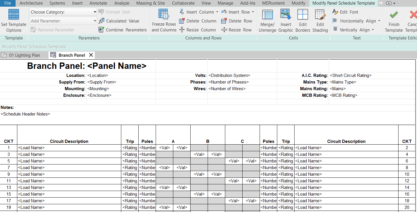 The 3 Main Types Of Panel Schedule Templates In Revit Bimarc